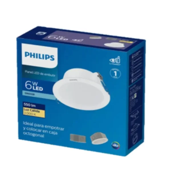 Panel led de embutir 6w 600lm PHILIPS